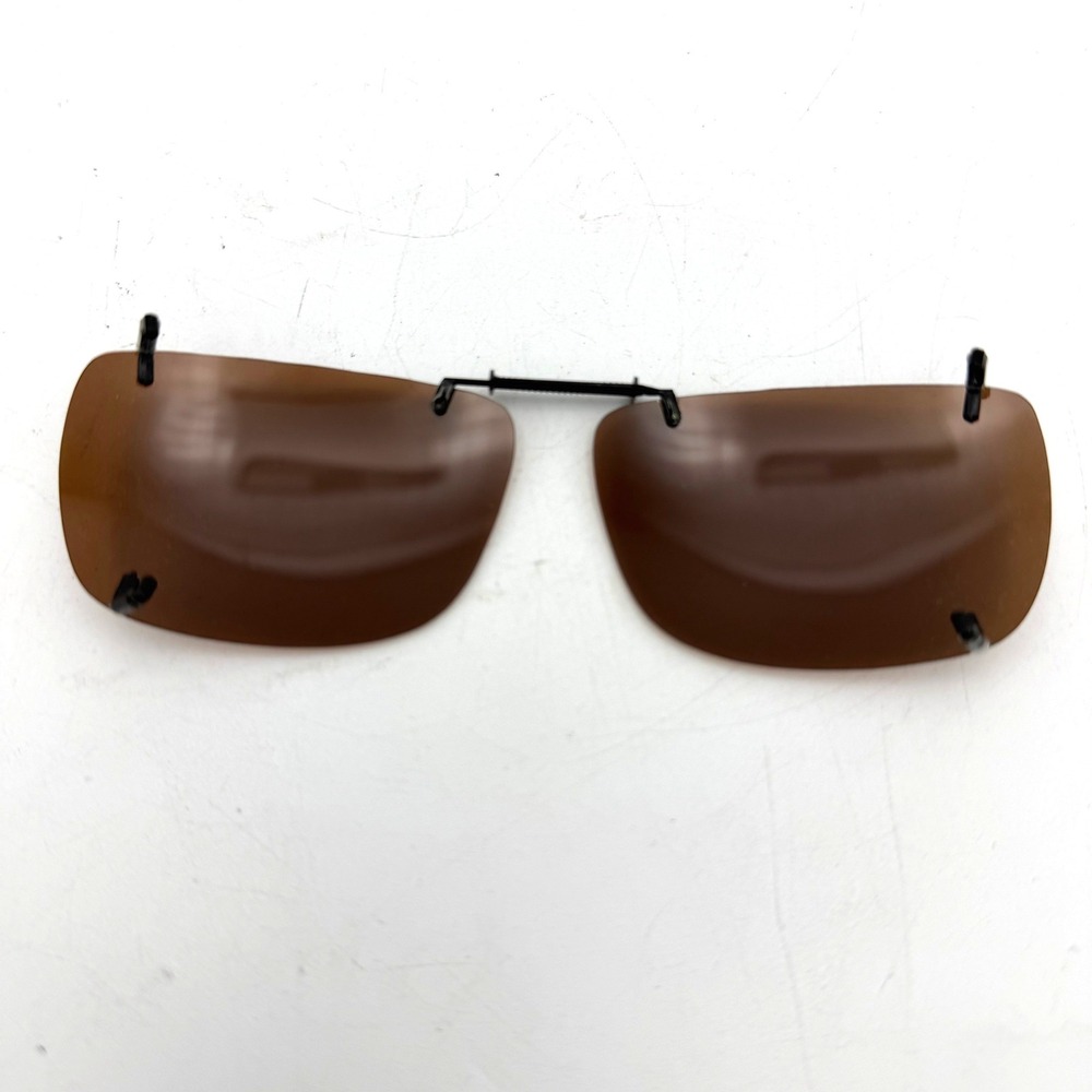 Polar Optics Clip-On Sunglasses Brown Rectangular Rimless Spring Bridge - Picture 4 of 6